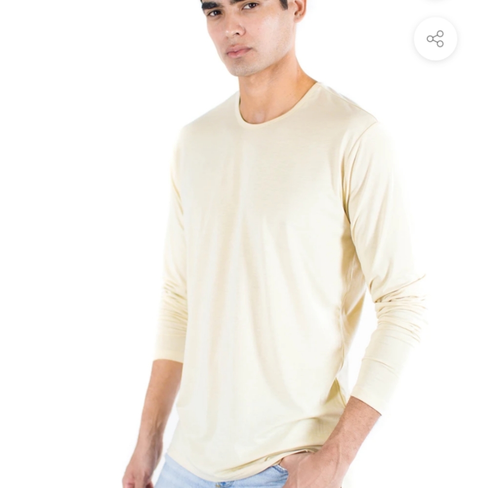 Men's Esntls Long Sleeve Shirt Bone Staggered Sz S